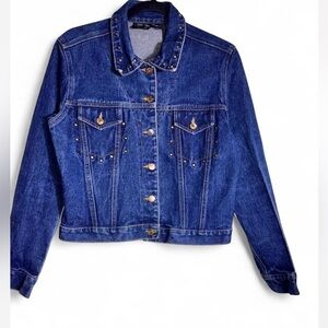 No Boundaries Dark Blue Studded Jean Jacket